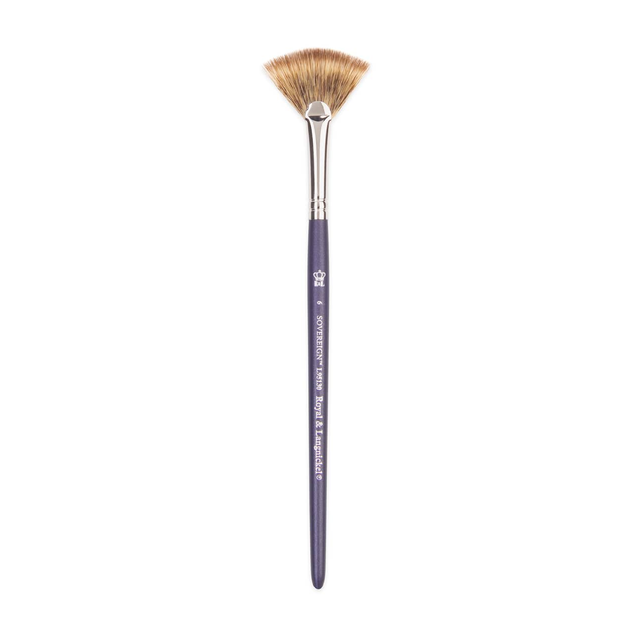 Royal & Langnickel® Sovereign™ Synthetic Long Handle Fan Blender Brush, Size 6